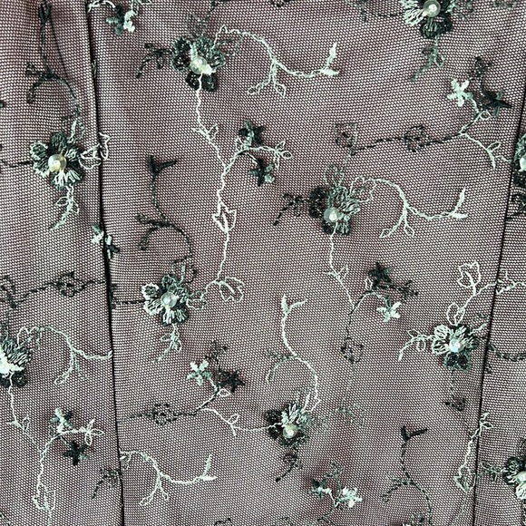 Beautiful Pink Gown with Black Mesh, pink Floral Appliques and Asymmetrical Hem - Picture 6 of 11